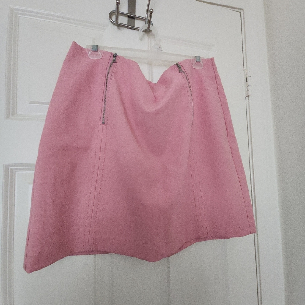 Women’s Professional LOFT Sz 14 Skirt Pink A-Line Silver Zippers Lined L119